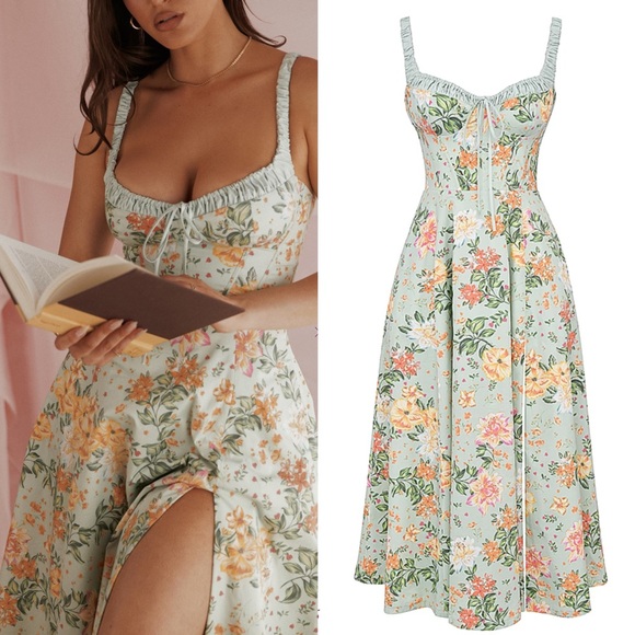 House of CB Other - House of CB Sabrina light jade print bustier sundress